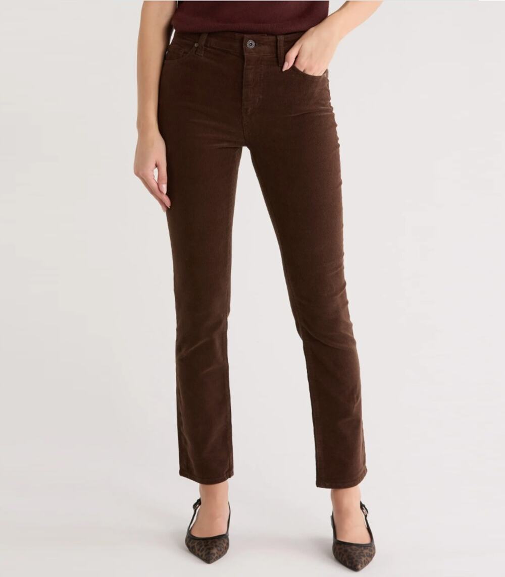 AG Women Rich Umber Velvet Mari Casual Mid Rise Slim Straight Leg Jeans Size 24